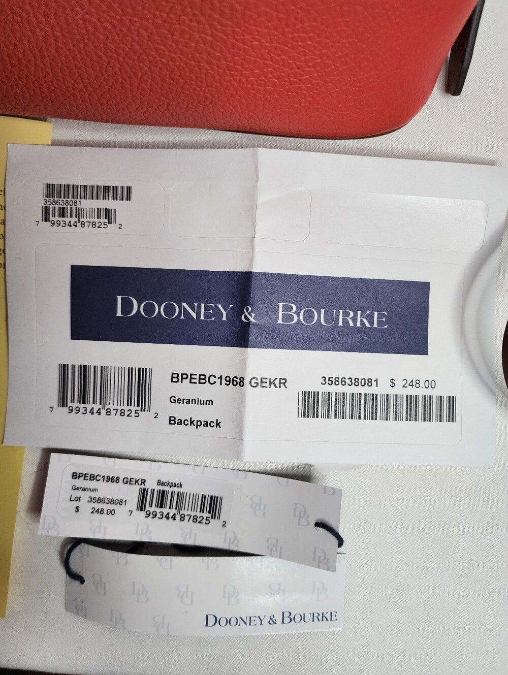 New Dooney & Bourke Small Pebble Leather Backpack in Coral Color - Picture 10 of 15